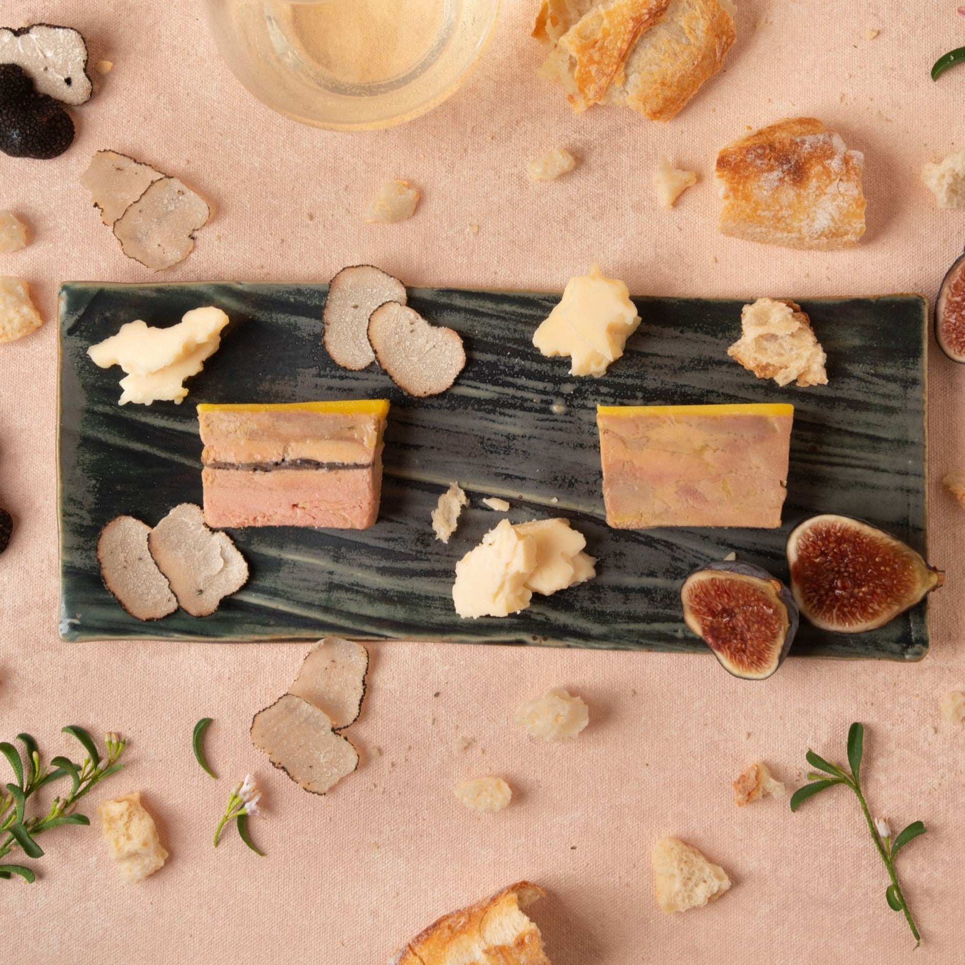 Foie gras terrines duo sampler with truffle foie gras and classic foie gras terrine